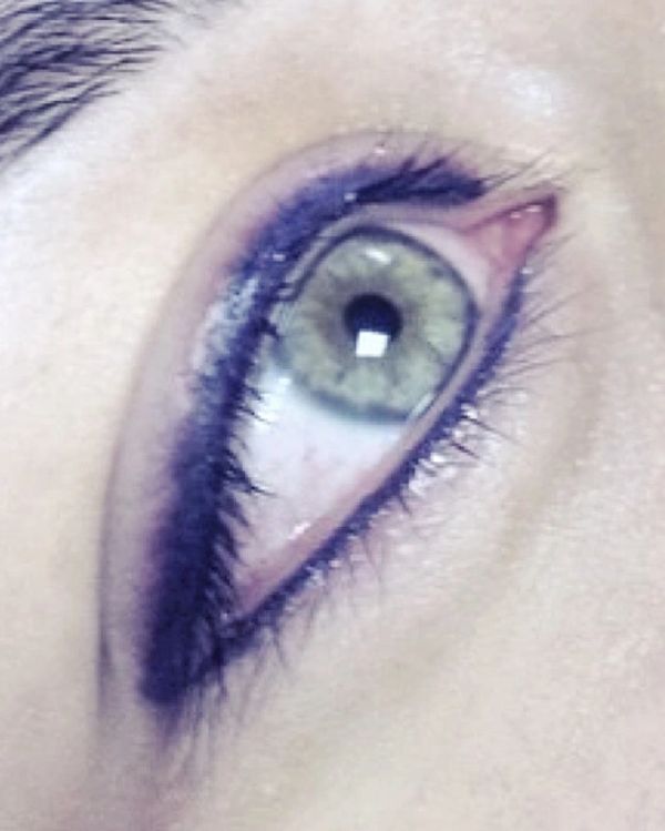 Purple black eyeliner tatttoo by Jennifer Bassi SLC