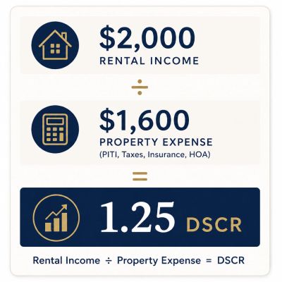 Rental income divided by property expenses equals DSCR.