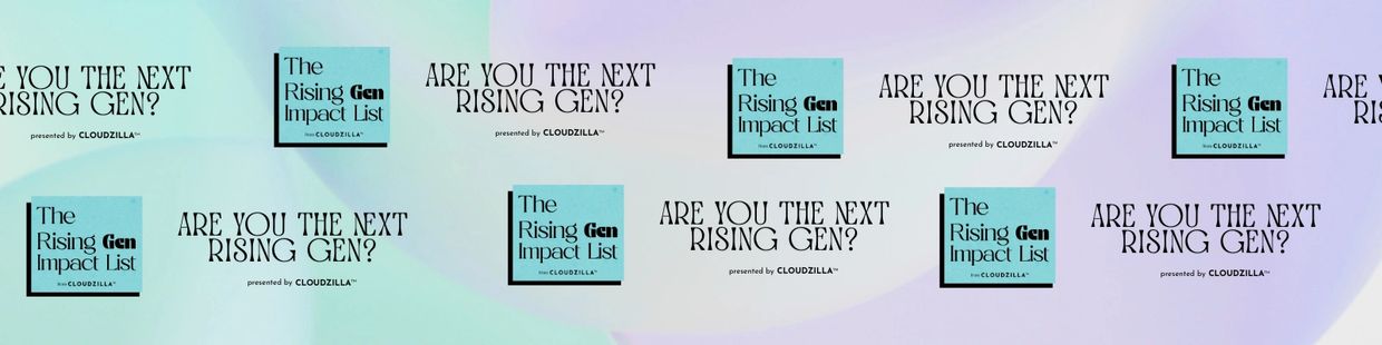 Banner with repeated text about rising generation and Cloudzilla impact list.