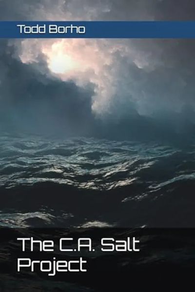 Book cover showing turbulent ocean waves under dramatic cloudy sky.