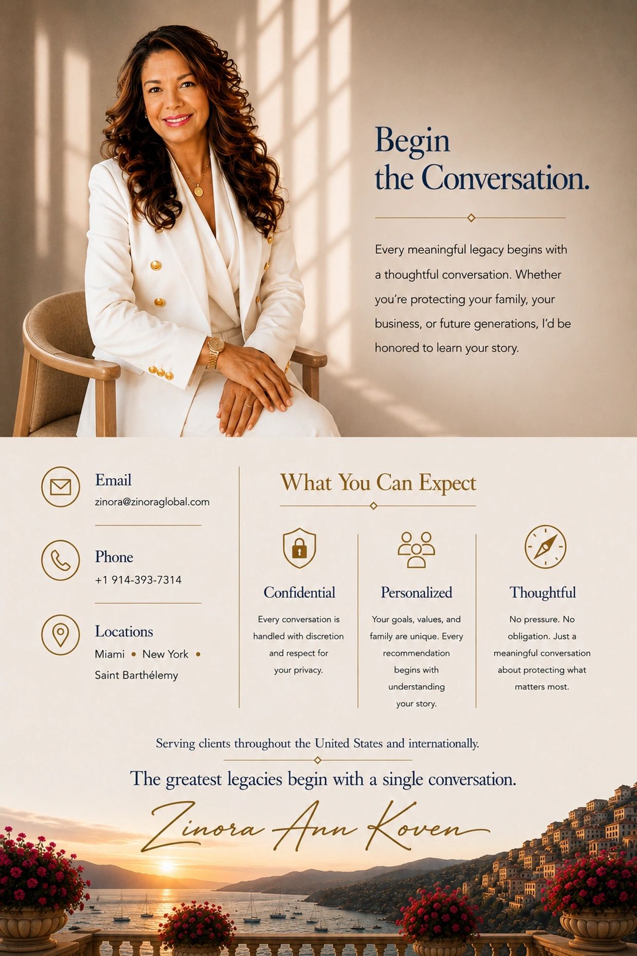 Professional woman invites meaningful legacy conversations.