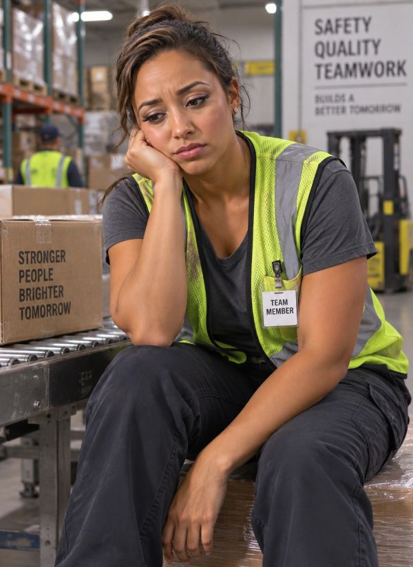 Mujer cansada y pensando en el trabajo.