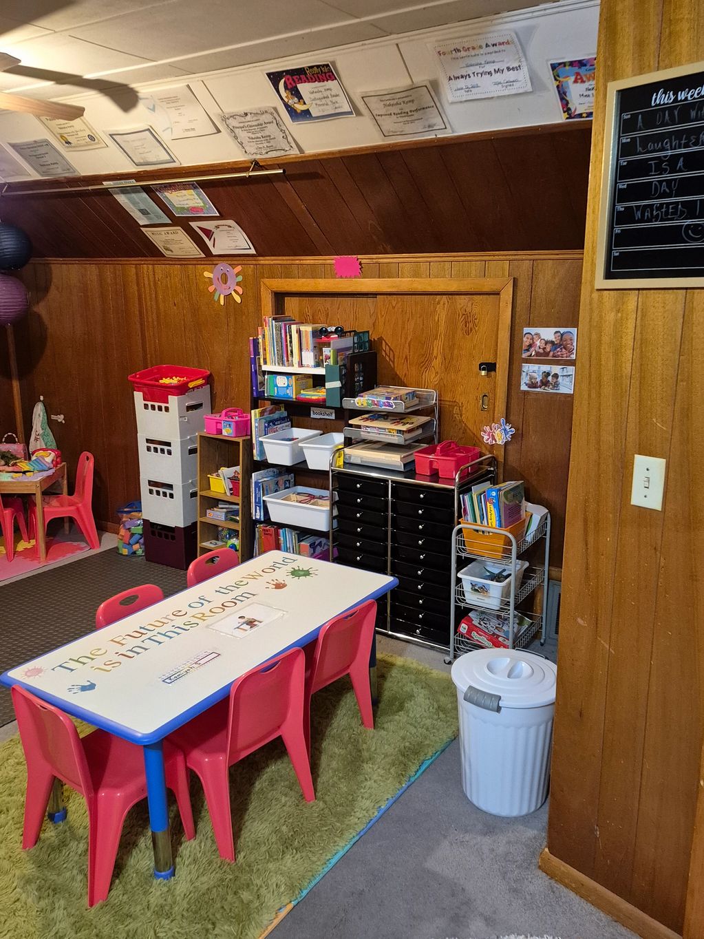 This is an area for  snacking and table toys puzzles etc.