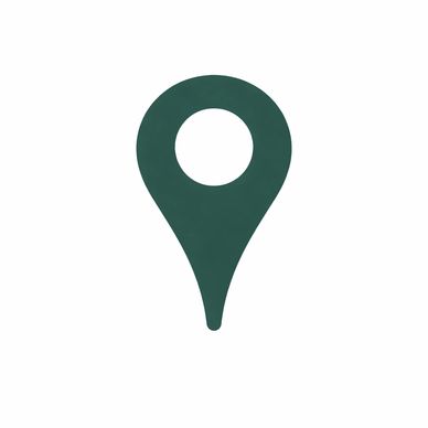 Simple green map location pin icon on white background.