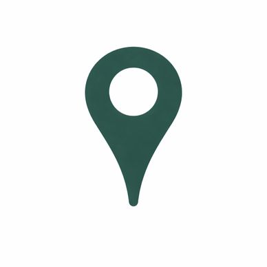 Simple green map location pin icon on white background.