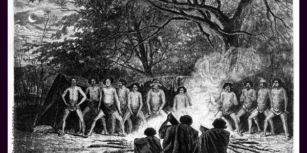 A traditional ceremony by tribespeople in New South Wales