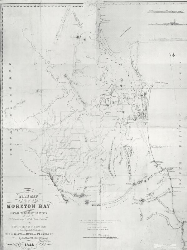 Antique map of Moreton Bay from 1842.