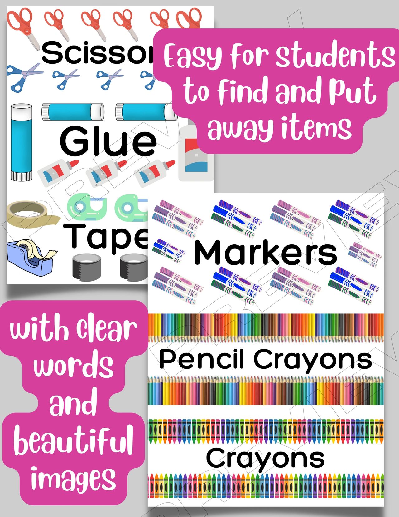 School Supply Labels for How to Use School Supplies Class