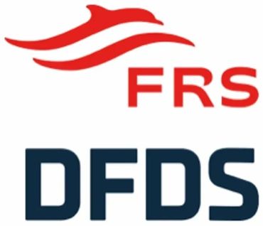 Logo combining red waves with FRS and DFDS text.