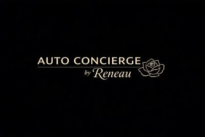 Logo of Auto Concierge by Reneau with elegant text and a rose graphic.
