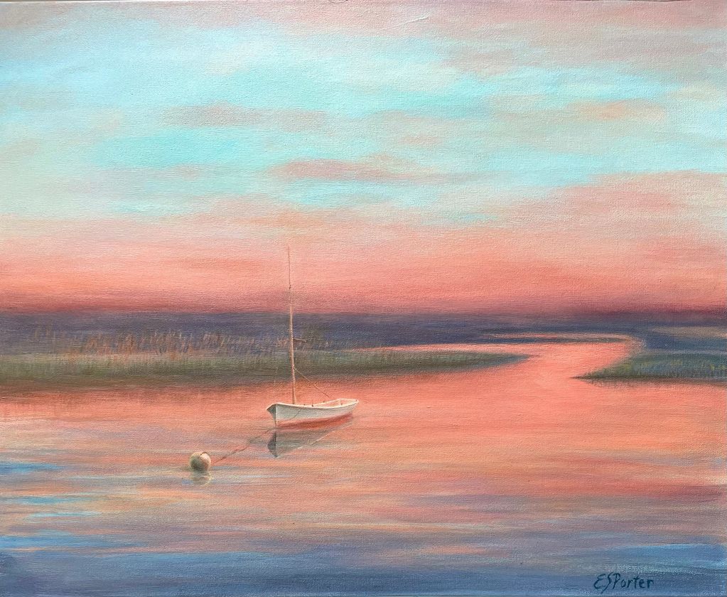 "Red Sky at Night" Acrylic on Canvas. This painting is inspired by the brilliant sunsets experienced