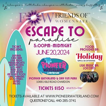 Fundraiser for Friends of Womensafe. Jimmy Buffet Night, Escape to Paradise. 