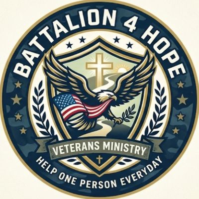 Battalion 4 Hope Veterans Ministry emblem with eagle and cross.