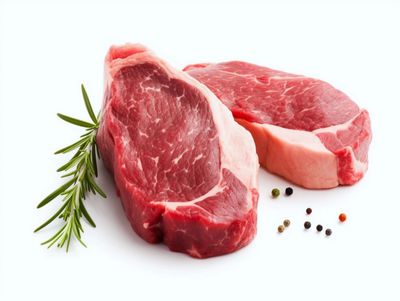 Raw beef steaks with rosemary