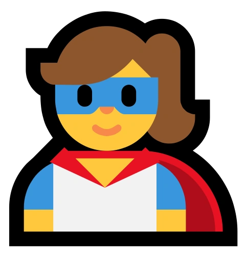 Logo en grande de SUPERHEROÍNA, es un emoji universal muy bonito, con un estilo Gamer.