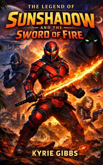 Hero with flaming sword in fiery battle scene.