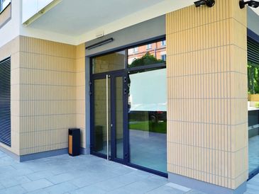 Stock image showing retail building front as a representation of structural shopfront design