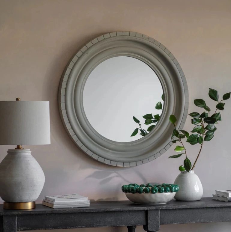 Large Round Grooved Mirror