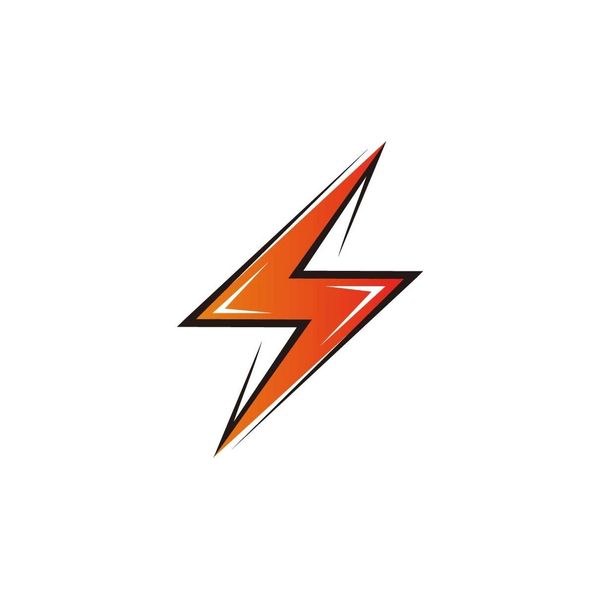 Orange lightning bolt icon with black outline on white background.