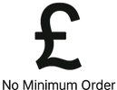 No minimum order icon showing affordable custom hoodies and t-shirts for groups and individuals