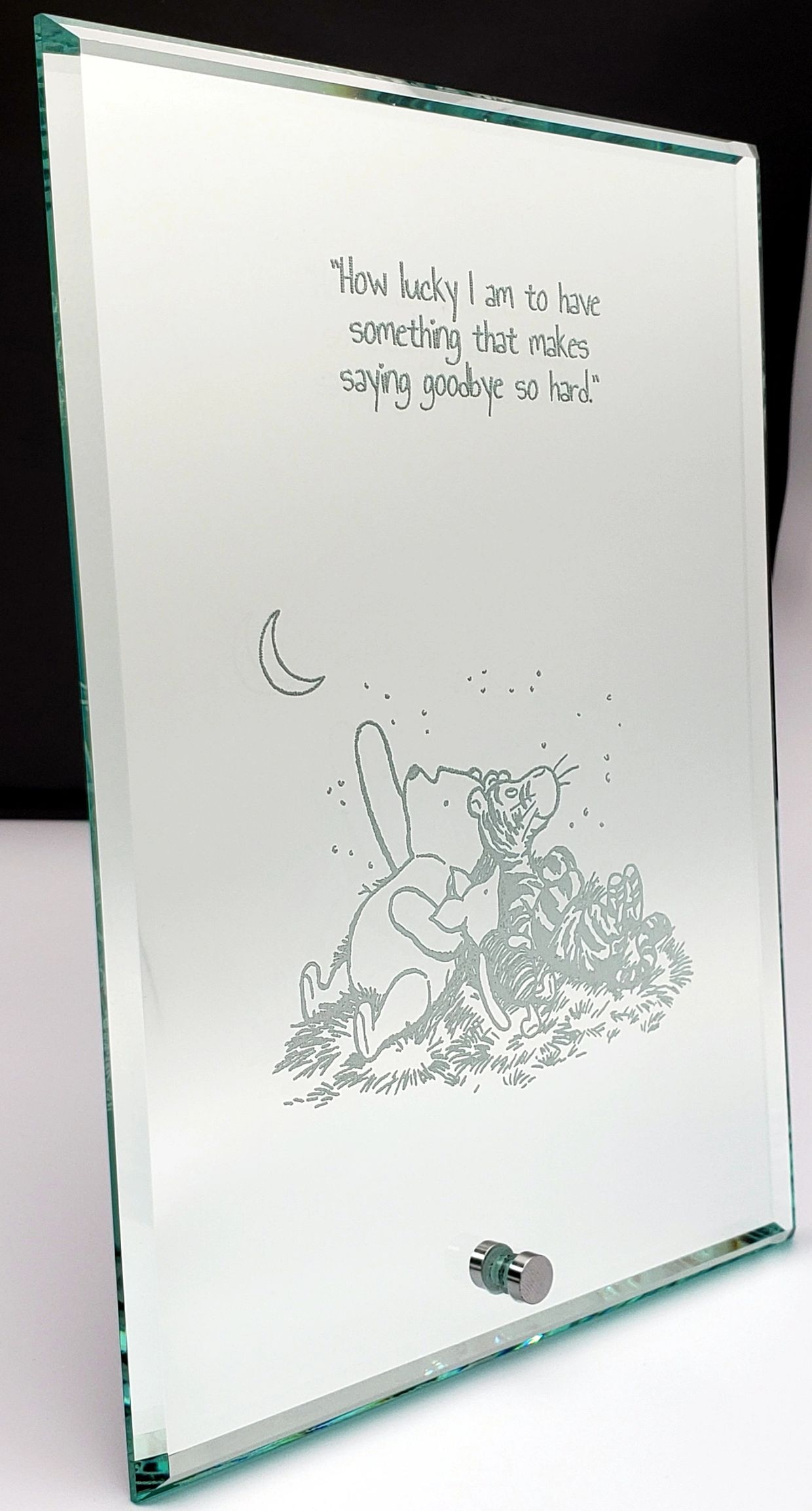 Engraved Winnie the Pooh mirror pooh, tigger and piglet. Mirror is 6 inches wide by 8 inches tall.