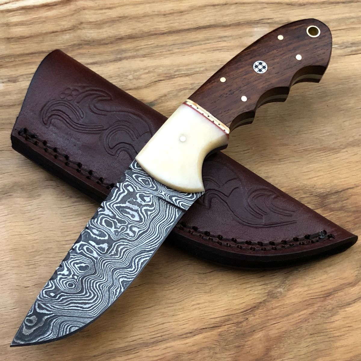 ASH DN80 Damascus steel handmade hunting skinner Bushcraft knife 8 inches