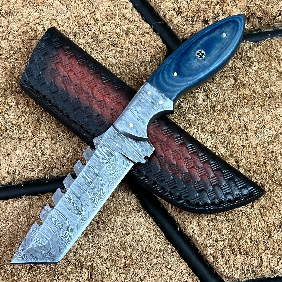 ASH DT70 Damascus steel handmade hunting Bushcraft Tanto knife 9 inches