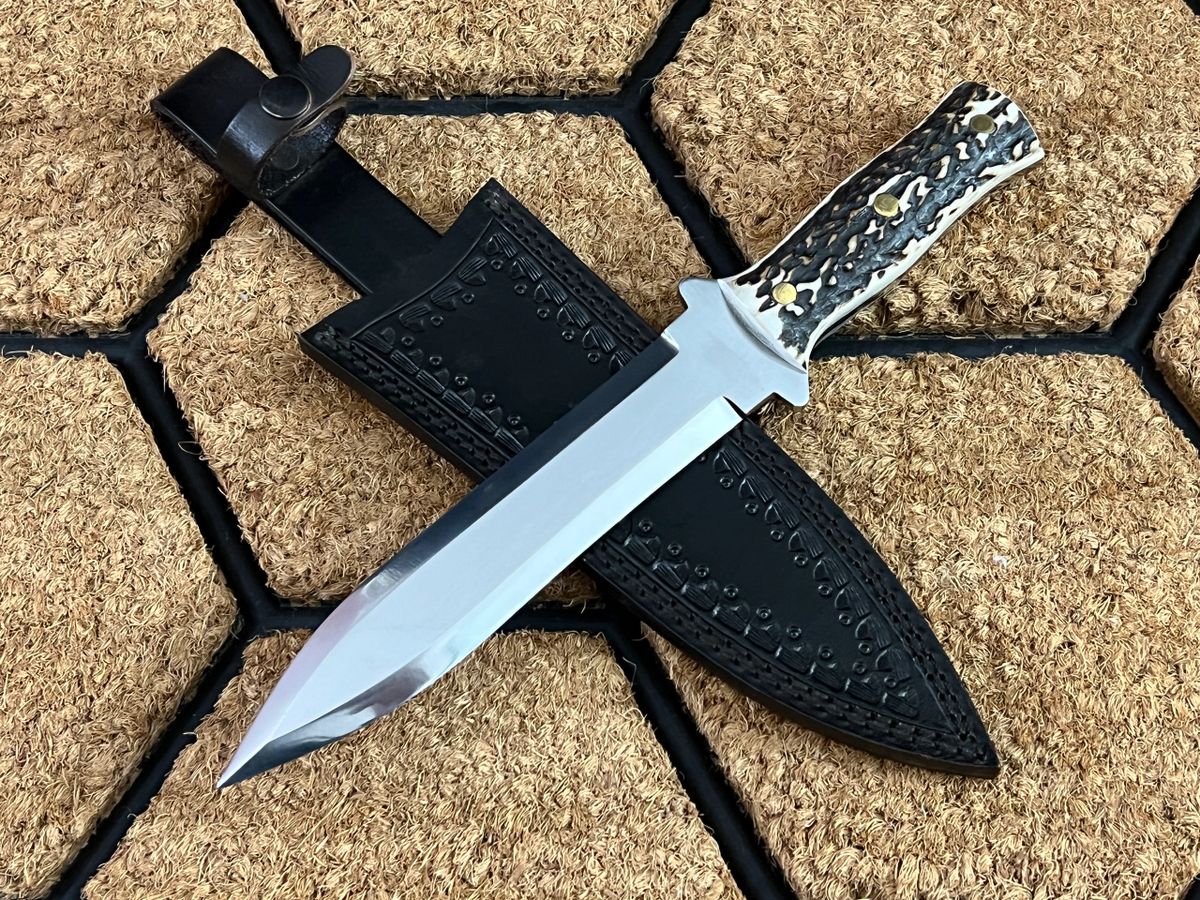 ASH DS2 One Of A Kind D2 Steel Custom Handmade Hunting Dagger Knife 12.