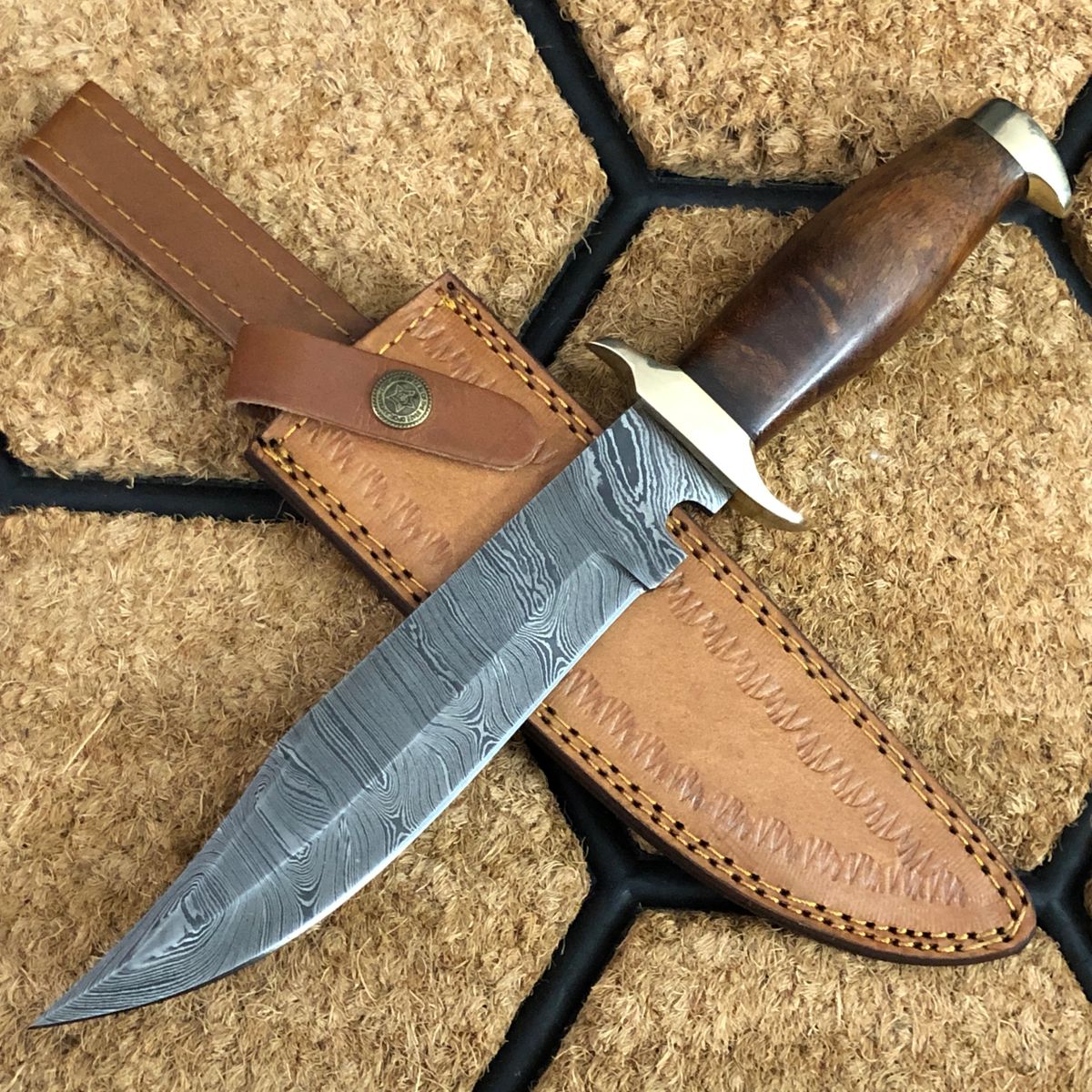 ASH UM29 Damascus steel custom handmade hunting knife 13