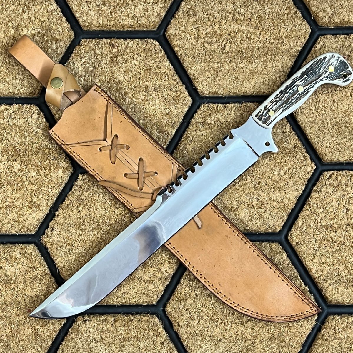 ASH DS61 One Of A Kind D2 Steel Custom Handmade Hunting Bowie Machete Knife  20 inches