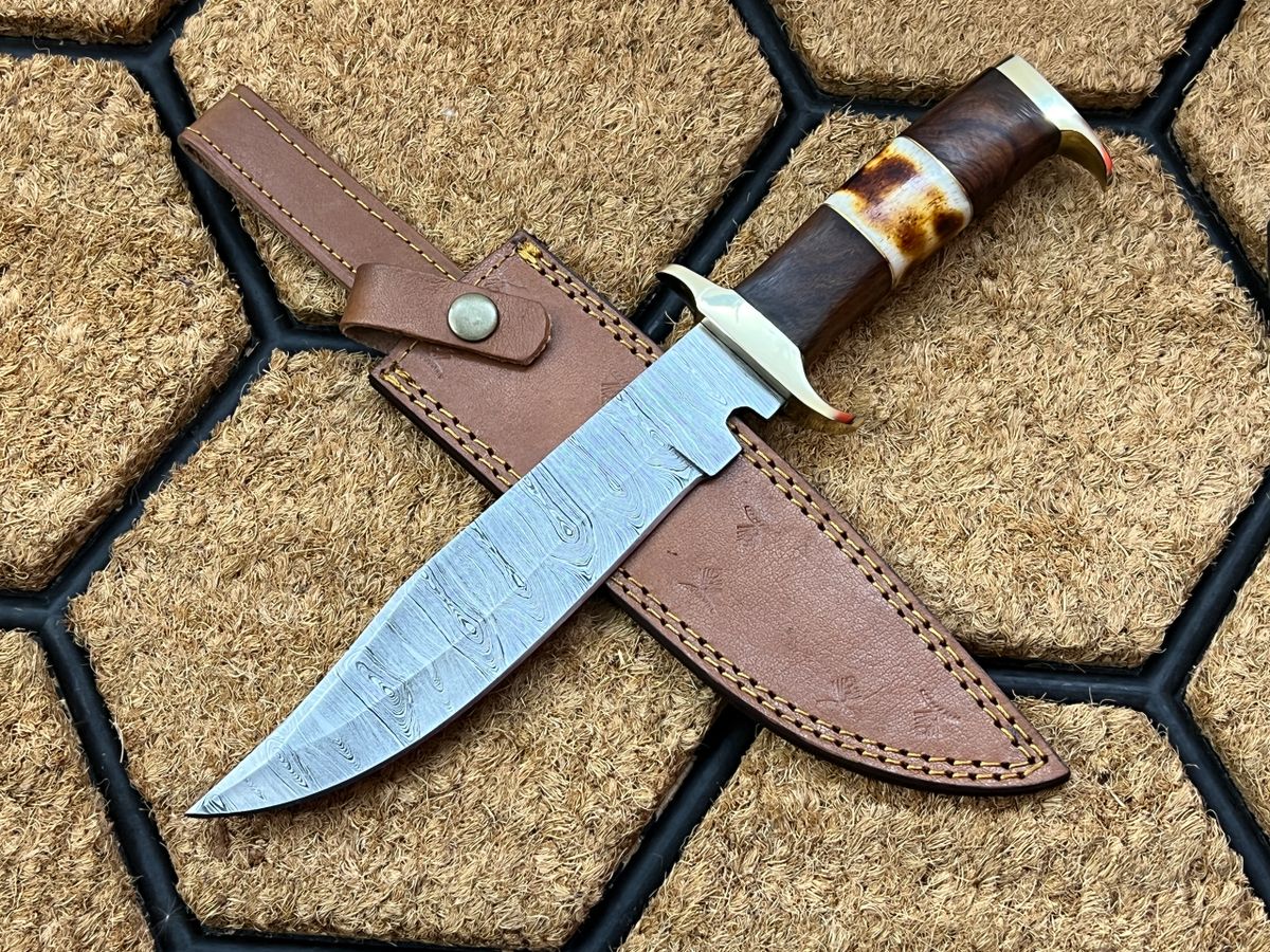 ASH HC32 Damascus Steel Custom Handmade Hunting Bowie knife 13 inches