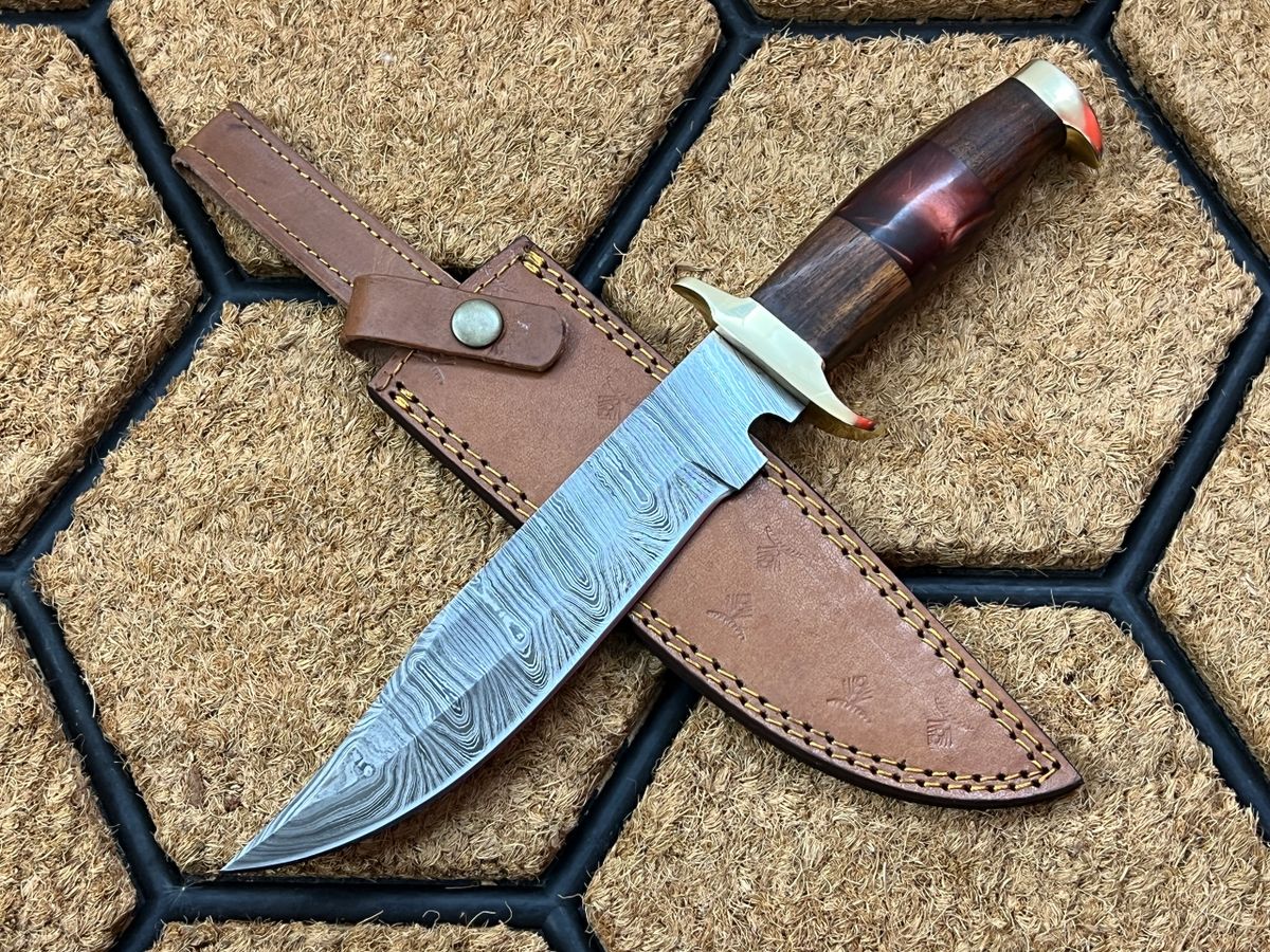 ASH HC33 Damascus Steel Custom Handmade Hunting Bowie knife 13 inches