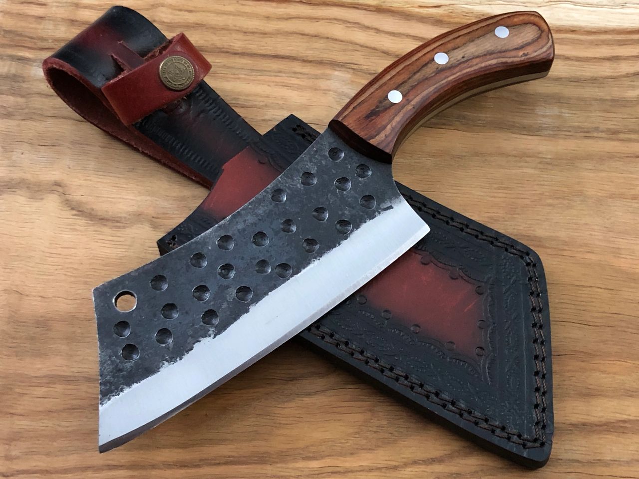 Handmade Carbon Steel Serbian Chef Knife Cleaver Butcher Knife