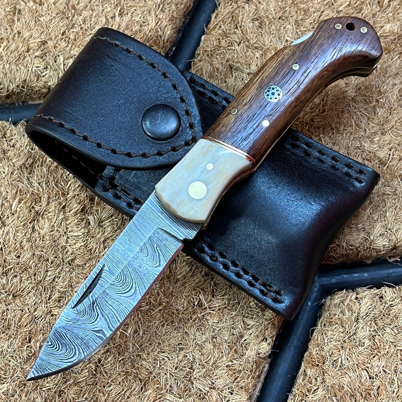 Mini Pocket Knife Axe Shape Tiny Knife Set Damascus Pocket Knife