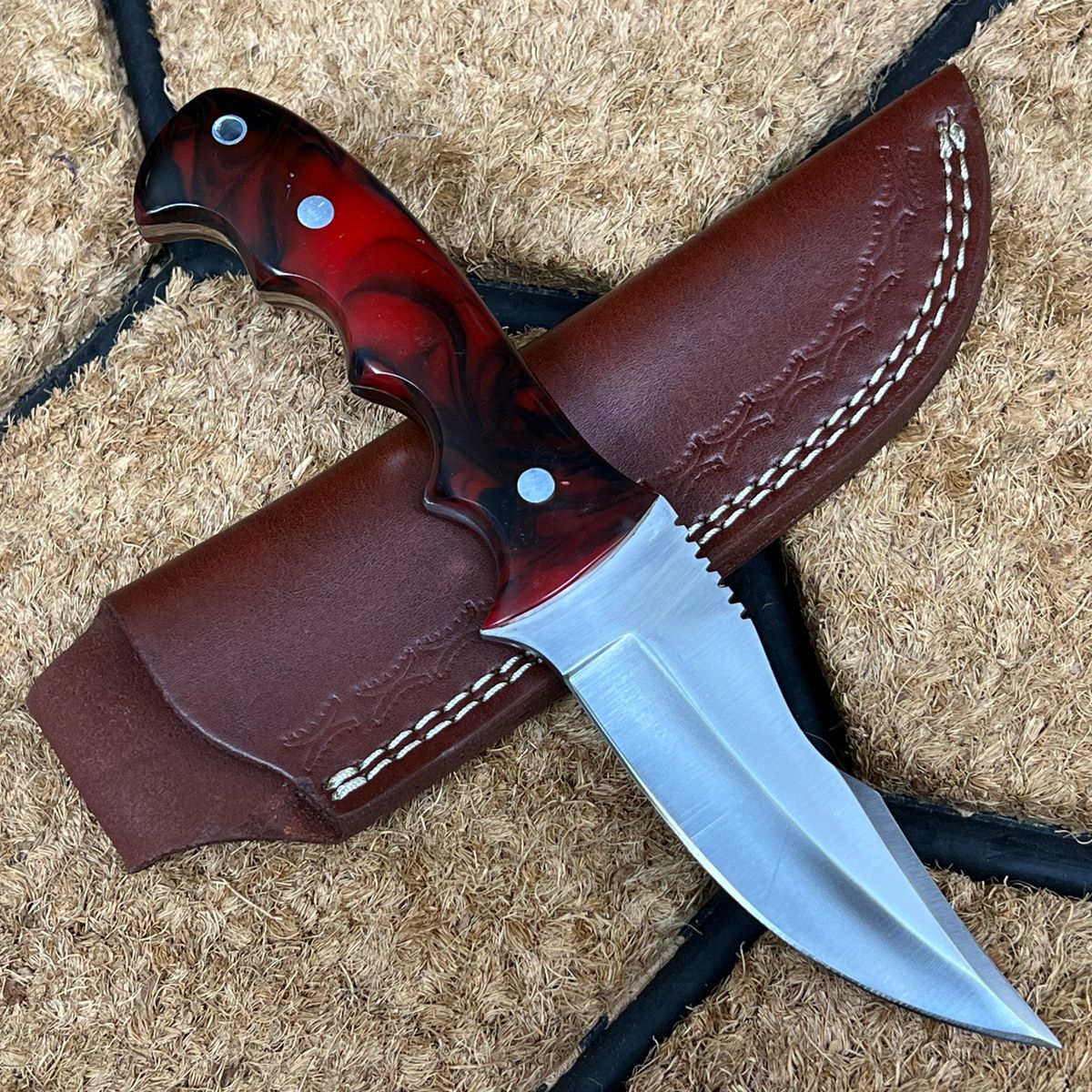 Ash HK703R Handmade Hunting Skinner Bushcraft Knife 440c steel 8.5 inches