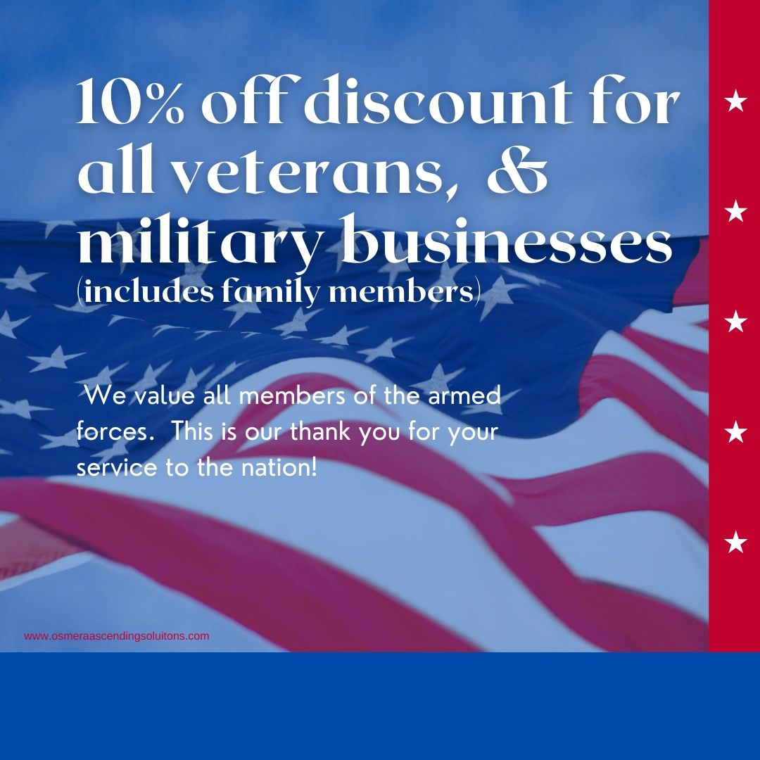 10% discount for veterans and military businesses.