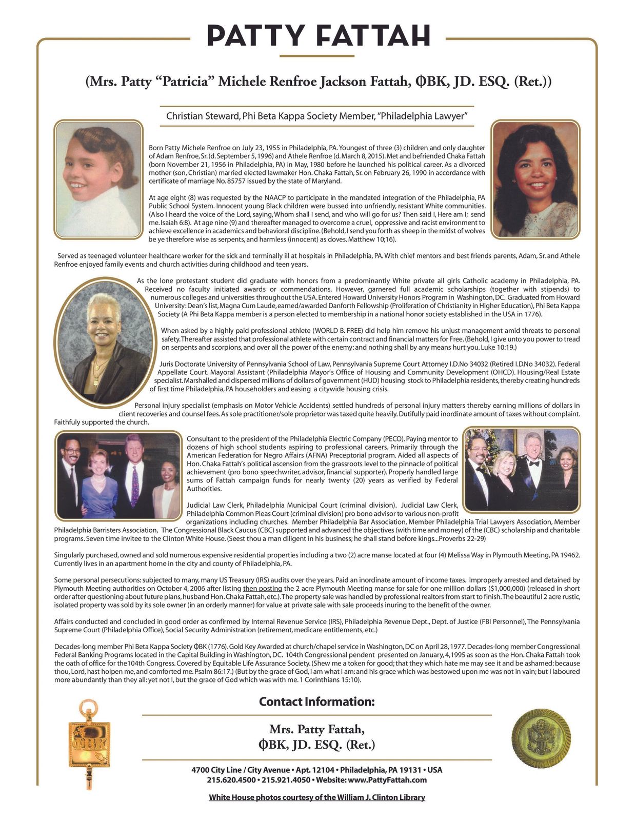 Biography and achievements of Patty Fattah, Philadelphia lawyer and Phi Beta Kappa Society member.