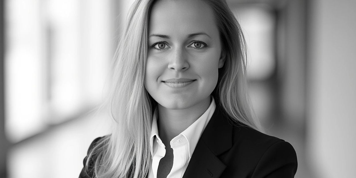 Woman wearing black Court with looking ahead