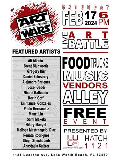 Poster giving all the details for the Art Wars event.