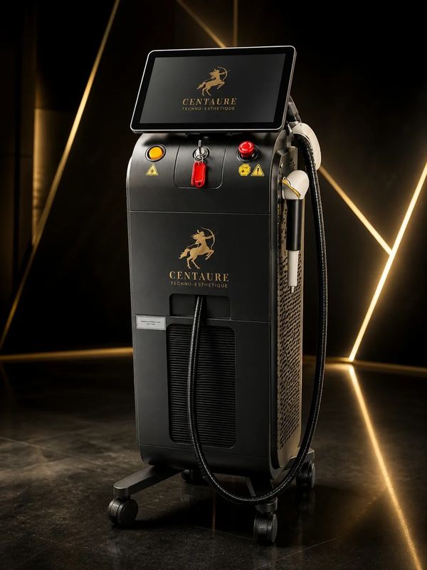 Sleek Centaure Techno-Esthétique device with touchscreen and handheld applicator.