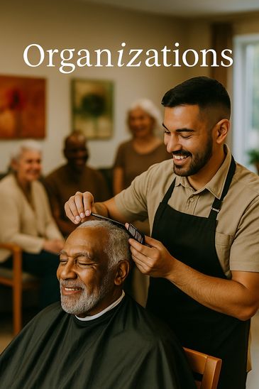 Barber provides grooming for senior in care center the Inland Empire with mobile service team

