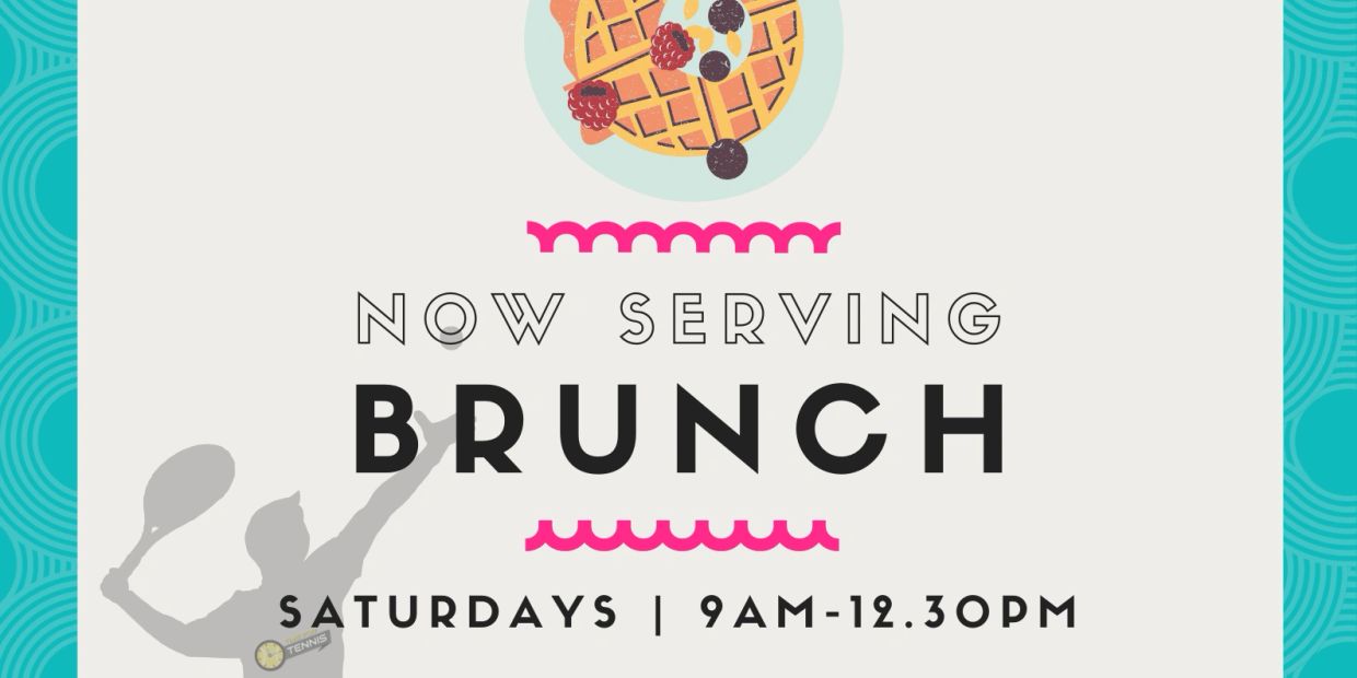 Rake Lane tennis club serves brunch Saturdays 9am-12:30pm with breakfast specials and music.