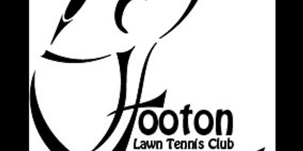 Black and white logo of Hooton Lawn Tennis Club established in 1912.