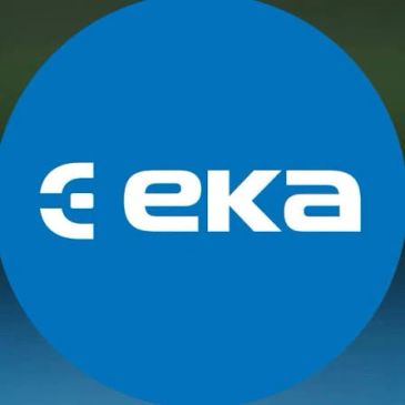 Logo with the text 'eka' on a blue circular background.
