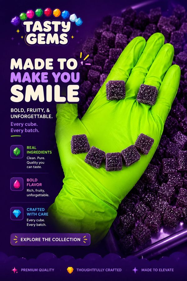 Grape amethyst smiley face cannabis gummies 