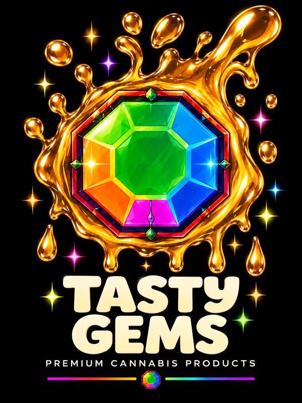 Extract dripping down Tasty Gems Logo 