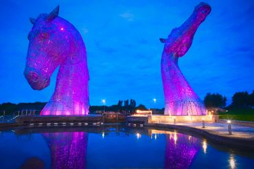 Blue hour image of Kelpies in Scotland