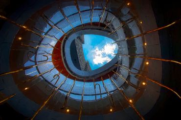A striking,  abstract-looking photo of the "Art Hole" in Milan, Italy.