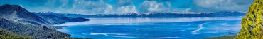 Panoramic view of Lake Tahoe.