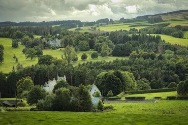 Distant Landscape View of Ferniehirst